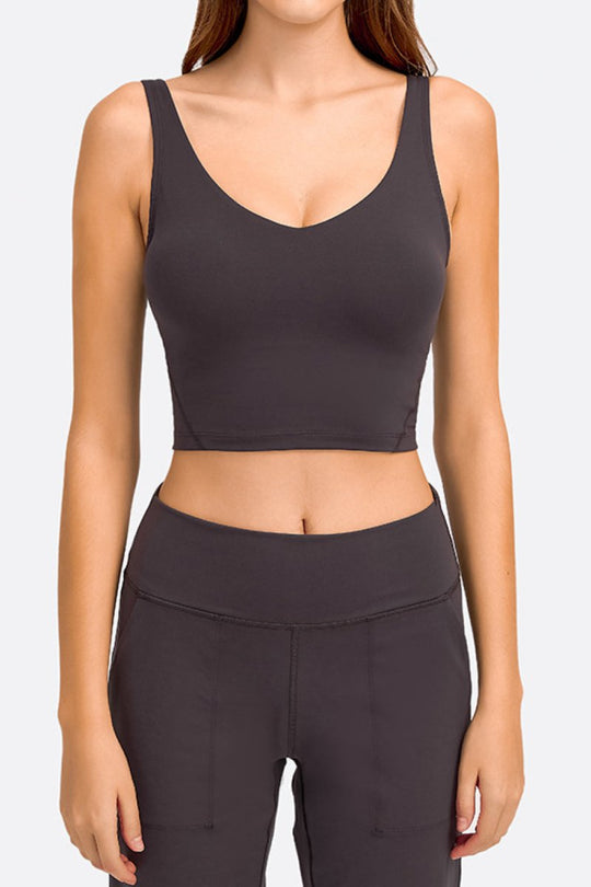 Millennia Deep V-Neck Crop Sports Bra - Premium Fitness &amp; Activewear for Men &amp; Women|UK