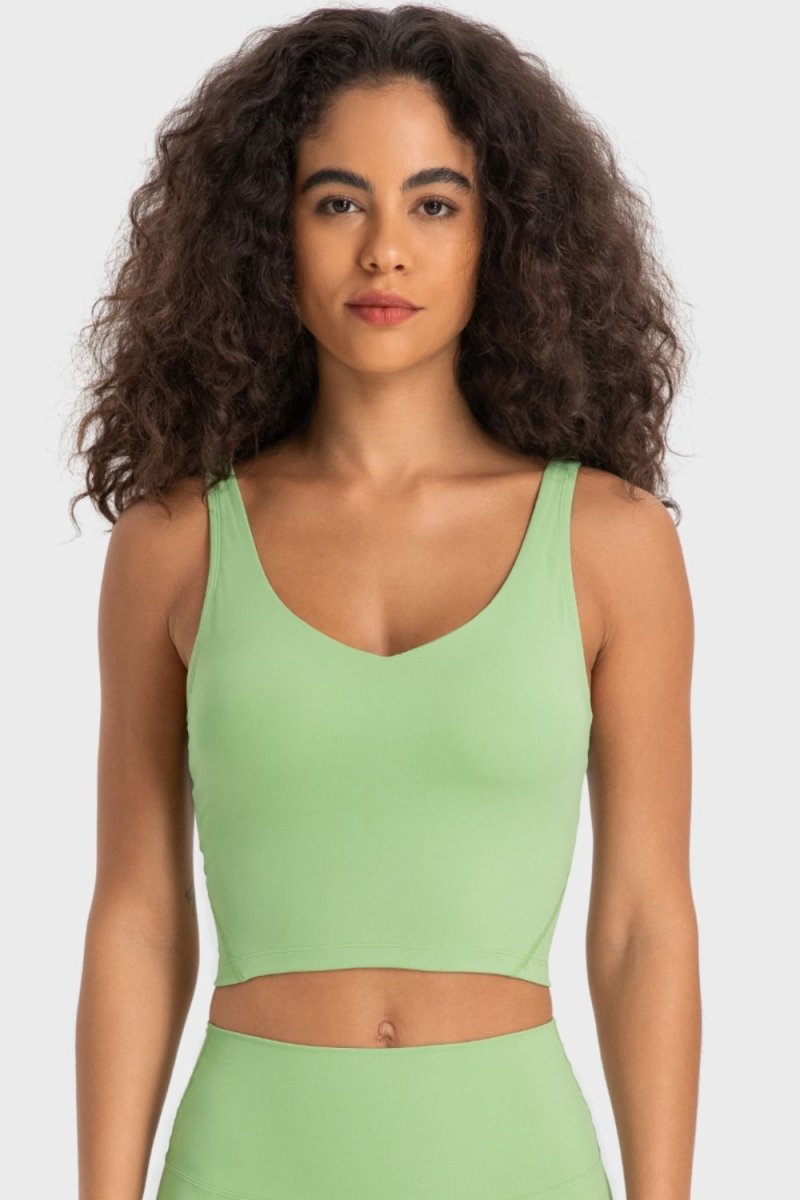 Millennia Deep V-Neck Crop Sports Bra - Premium Fitness &amp; Activewear for Men &amp; Women|UK