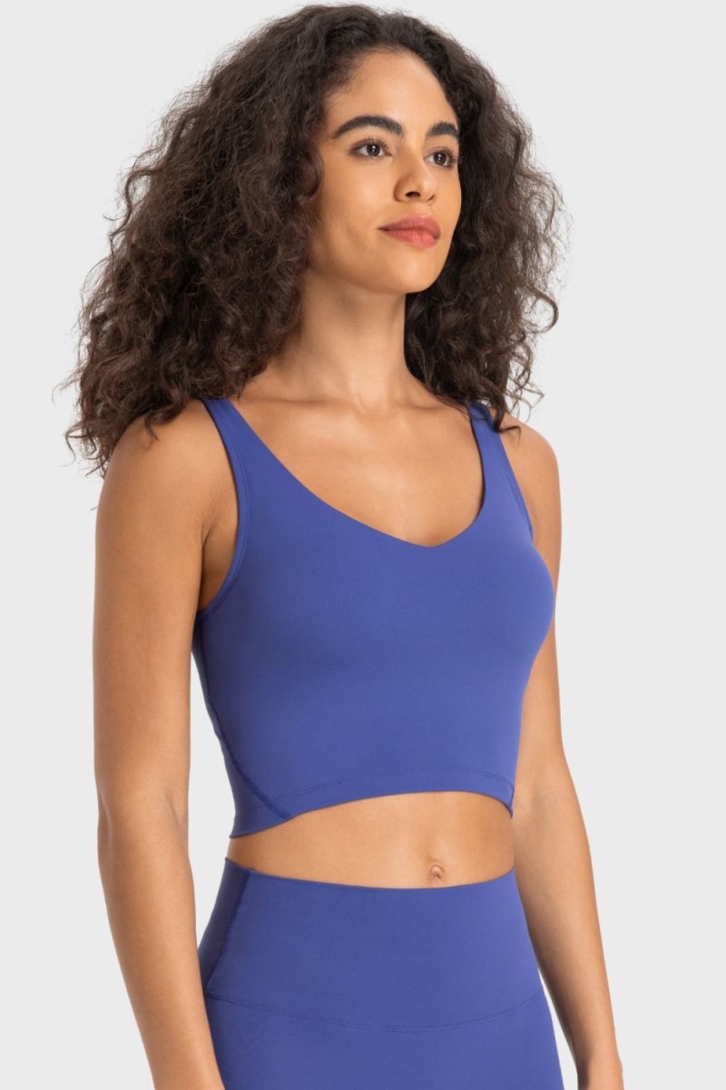 Millennia Deep V-Neck Crop Sports Bra - Premium Fitness &amp; Activewear for Men &amp; Women|UK