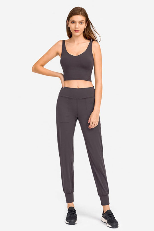 Millennia Deep V-Neck Crop Sports Bra - Premium Fitness &amp; Activewear for Men &amp; Women|UK