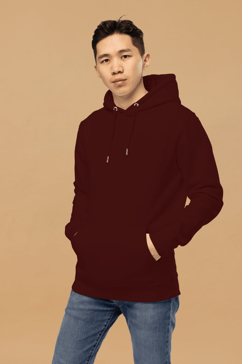 Minimalist Burgundy Eco - Friendly Fashion Hoodie Made From 100% Organic Cotton - Allen - Fitness