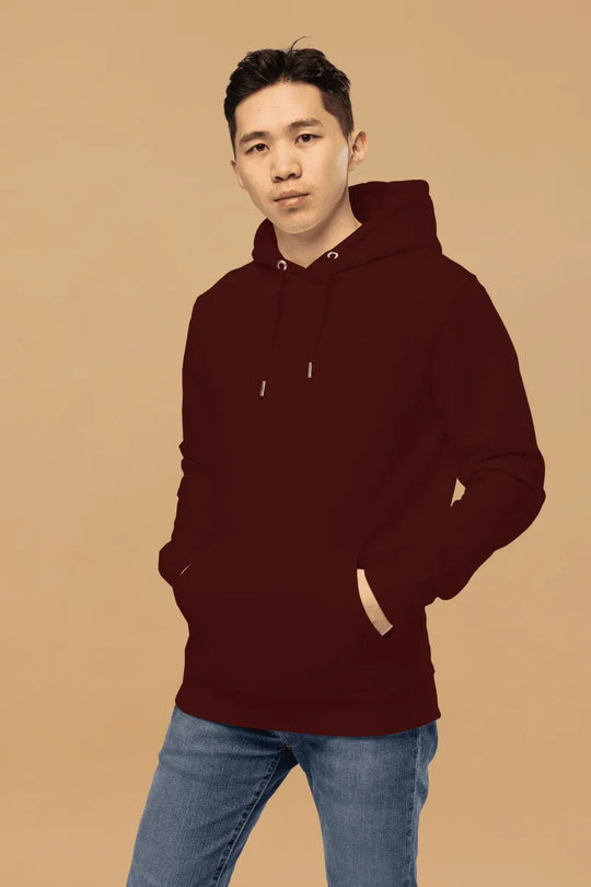 Minimalist Burgundy Eco-Friendly Fashion Hoodie Made From 100% Organic Cotton - Allen-Fitness