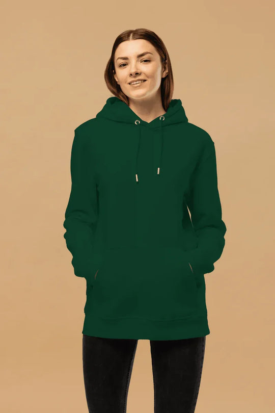 Minimalist Green Organic Cotton Hoodie - Sustainable Fashion with Double-Layered Hood &amp; Pouch Pocket - Allen-Fitness