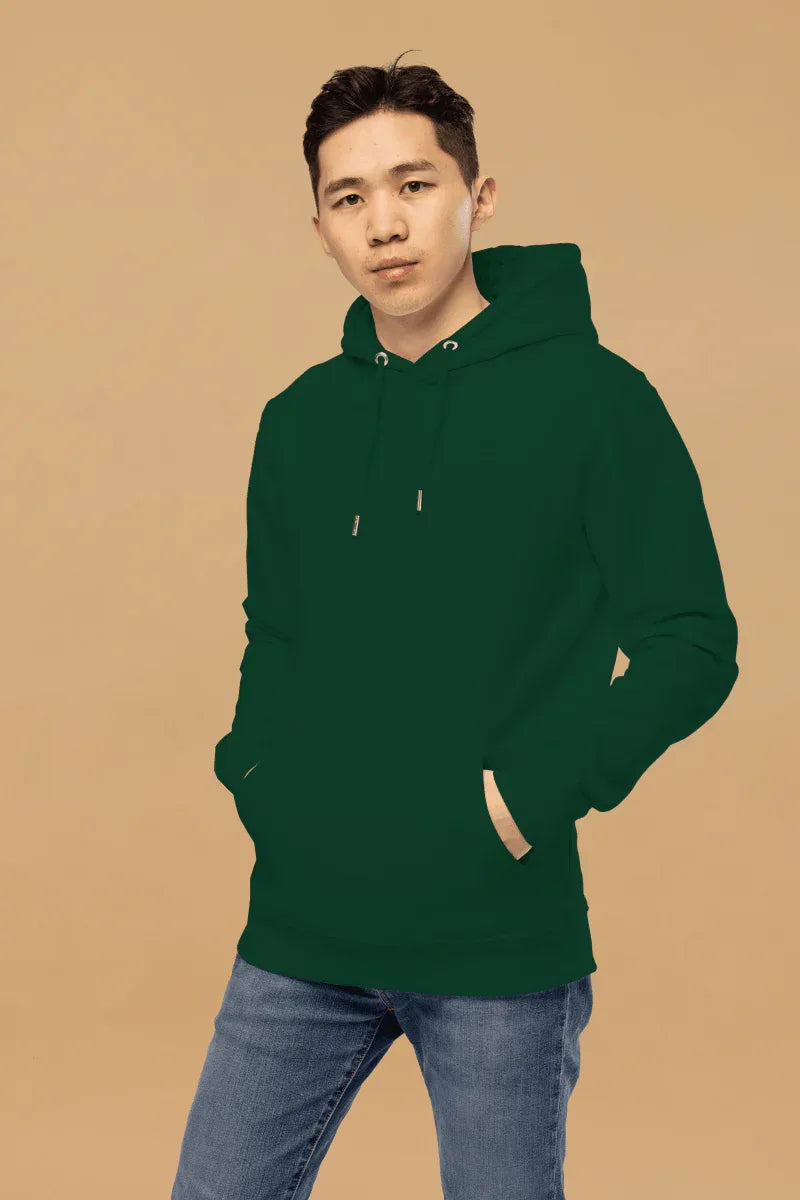 Minimalist Green Organic Cotton Hoodie - Sustainable Fashion with Double-Layered Hood &amp; Pouch Pocket - Allen-Fitness