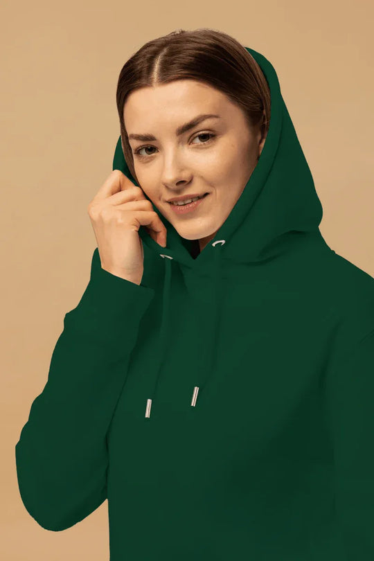 Minimalist Green Organic Cotton Hoodie - Sustainable Fashion with Double-Layered Hood &amp; Pouch Pocket - Allen-Fitness