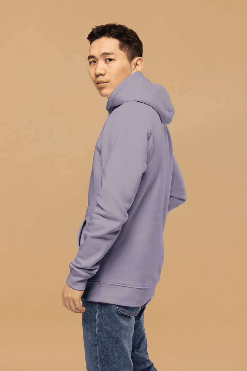 Minimalist Lavender Hoodie - Sustainable 100% Organic Cotton, Double - Layered Hood, Athletic Fit - Allen - Fitness