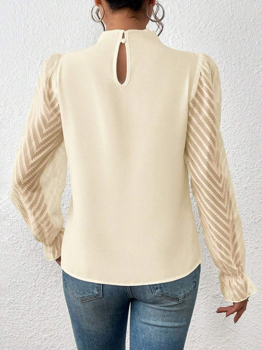 Mock Neck Flounce Sleeve Blouse - Premium Fitness &amp; Activewear for Men &amp; Women|UK