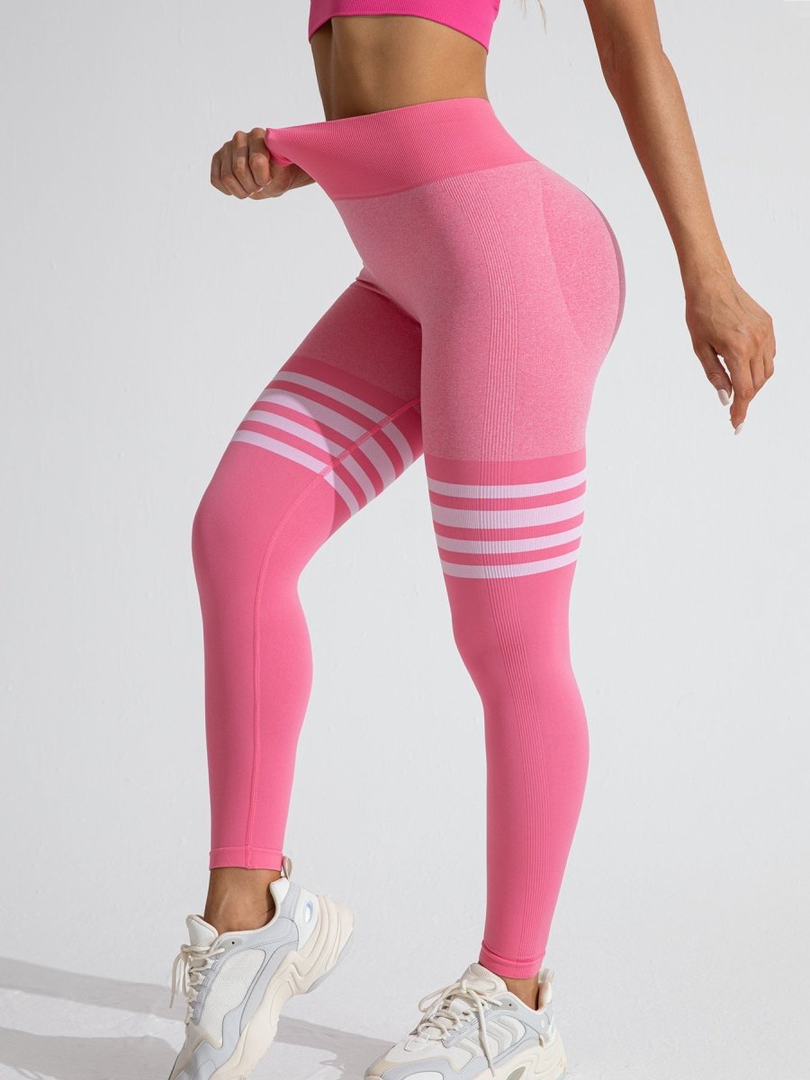Muyao Cross-Border Striped Outdoor Sports Leggings for Women, High-Waisted, Butt-Lifting Yoga Wear, Quick-Drying Running Sports Fitness Pants - Premium Fitness & Activewear