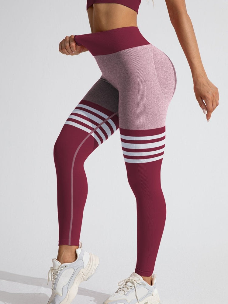 Muyao Cross-Border Striped Outdoor Sports Leggings for Women, High-Waisted, Butt-Lifting Yoga Wear, Quick-Drying Running Sports Fitness Pants - Premium Fitness & Activewear