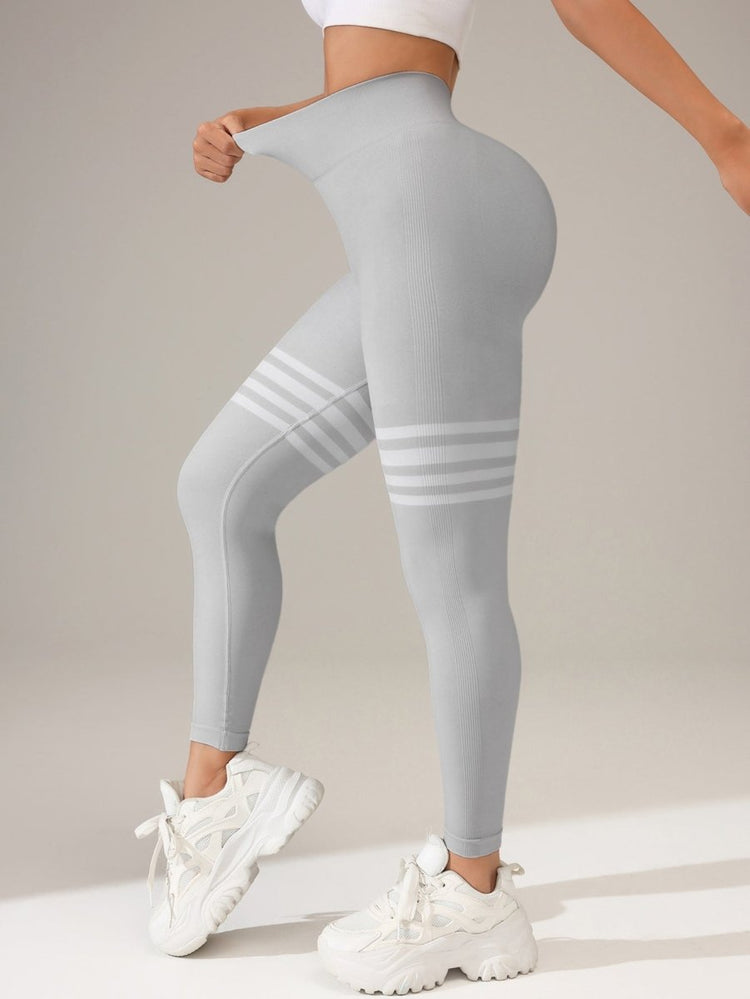 Muyao Cross-Border Striped Outdoor Sports Leggings for Women, High-Waisted, Butt-Lifting Yoga Wear, Quick-Drying Running Sports Fitness Pants - Premium Fitness & Activewear