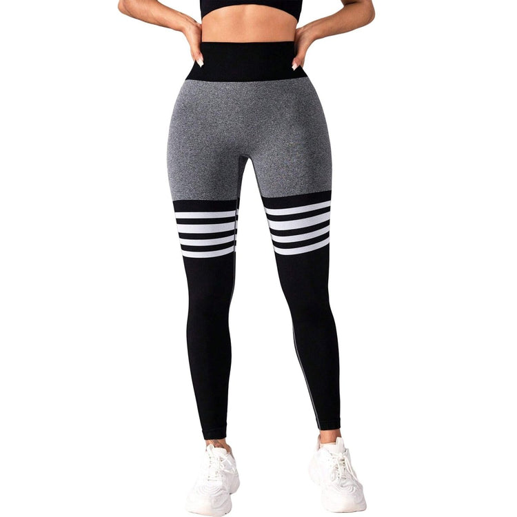 Muyao Cross-Border Striped Outdoor Sports Leggings for Women, High-Waisted, Butt-Lifting Yoga Wear, Quick-Drying Running Sports Fitness Pants - Premium Fitness & Activewear