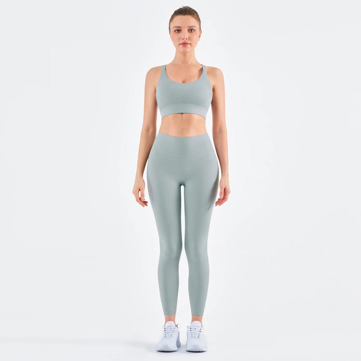 Women Yoga Pants Set with Hollow Adjustable Buckle and Super Soft Fabric.