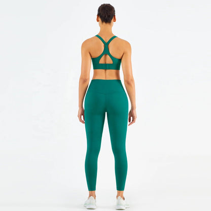 Women Yoga Pants Set with Hollow Adjustable Buckle and Super Soft Fabric.
