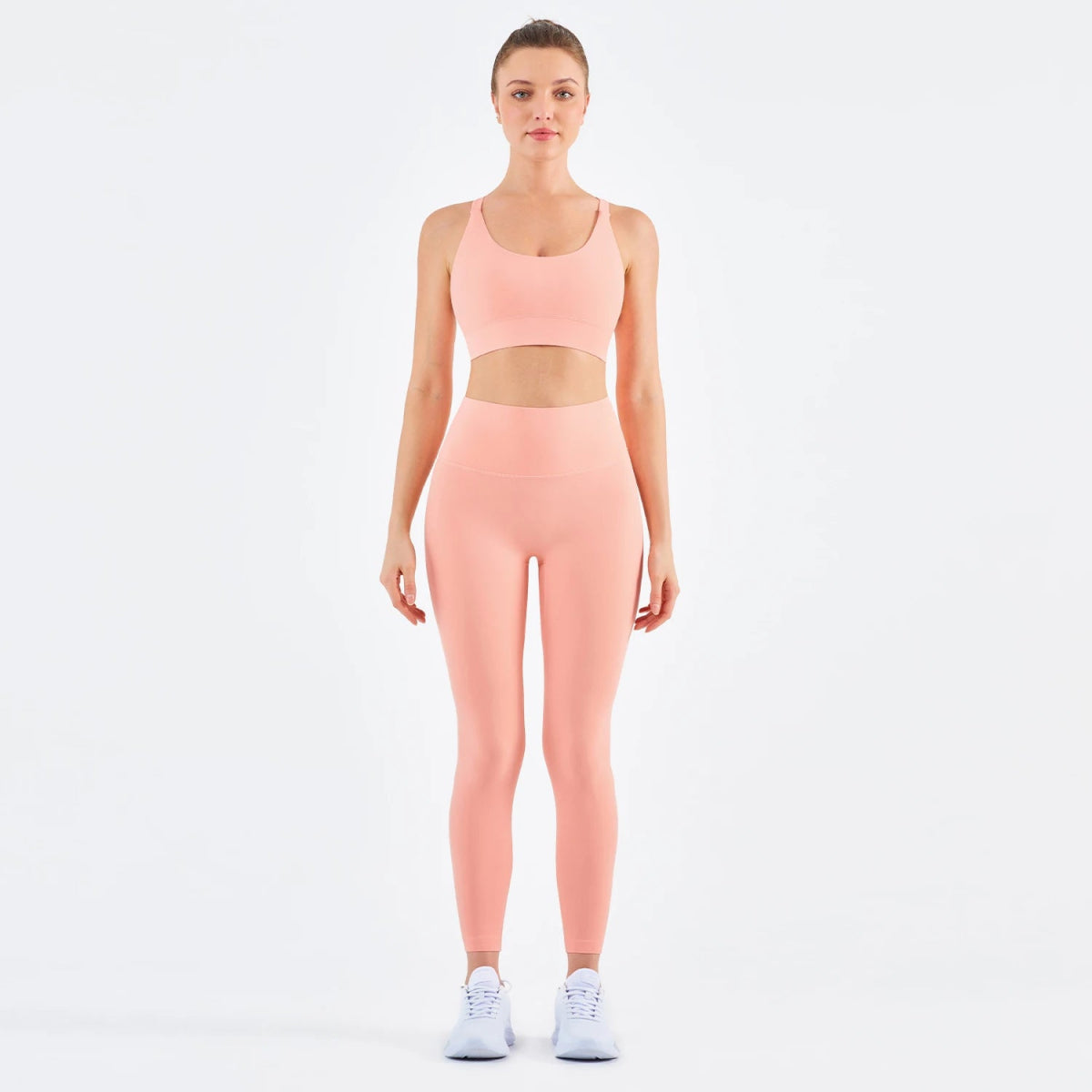 Women Yoga Pants Set with Hollow Adjustable Buckle and Super Soft Fabric.