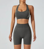 New Seamless High Elastic Yoga Shorts Halter Sports Bra Yoga Clothes Suit - Allen-Fitness