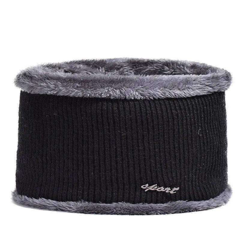Winter Men Hat - Warm Knitted Cap with Ear Protection, Windproof Visor & Thick Scarf for Outdoor Activities - Allen-Fitness