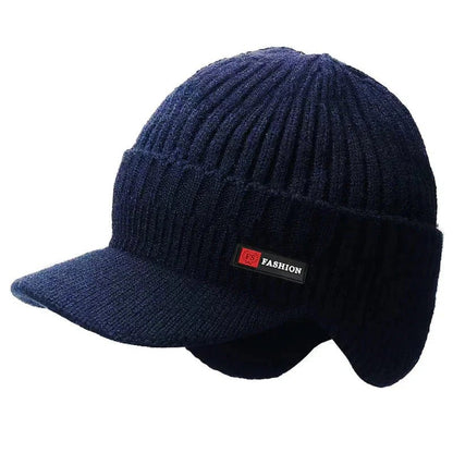 New Winter Men'S Hat – Outdoor Ear Protection Warm Knitted Cap with Windproof Visor, Thick Bicycle Scarf Cap for Men - Allen - Fitness