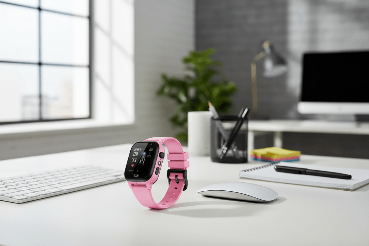 NNEOBA Child Safety Smart Watch Pink with GPS Tracking, SOS Alert, and HD Video Calling - Allen - Fitness