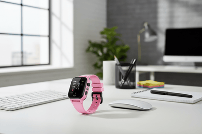 NNEOBA Child Safety Smart Watch Pink with GPS Tracking, SOS Alert, and HD Video Calling - Allen - Fitness
