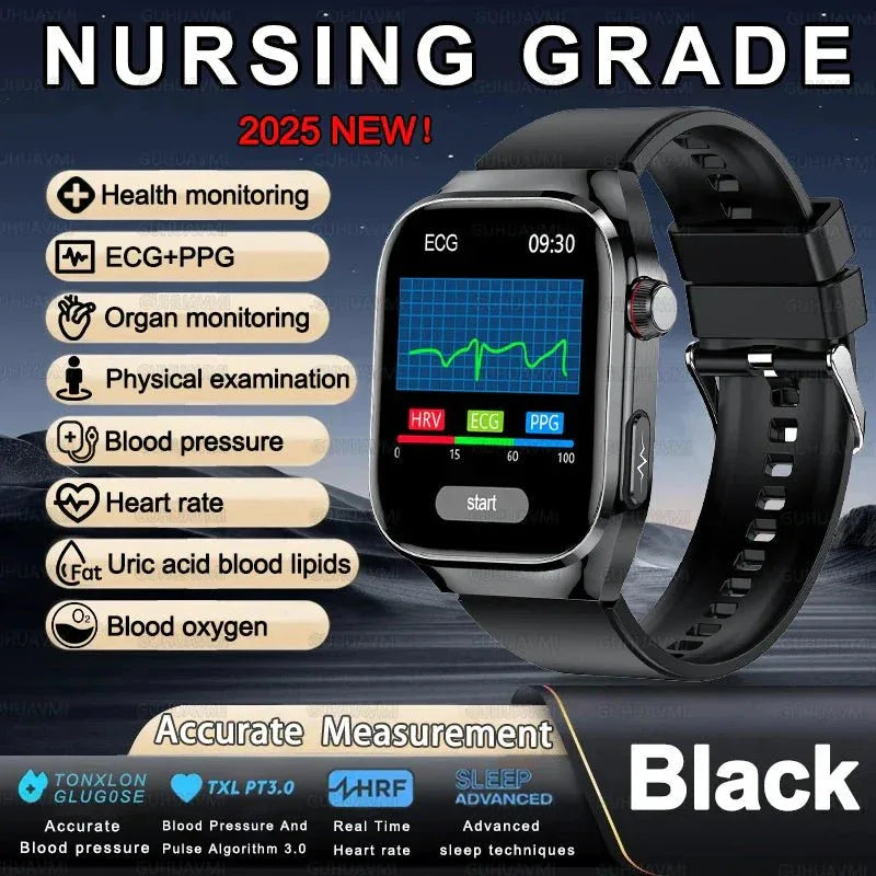 NNEOBA 2.04" AMOLED Fitness Smart Watch Black - ECG, PPG, Bluetooth, Health &amp; Activity Tracker - Allen-Fitness