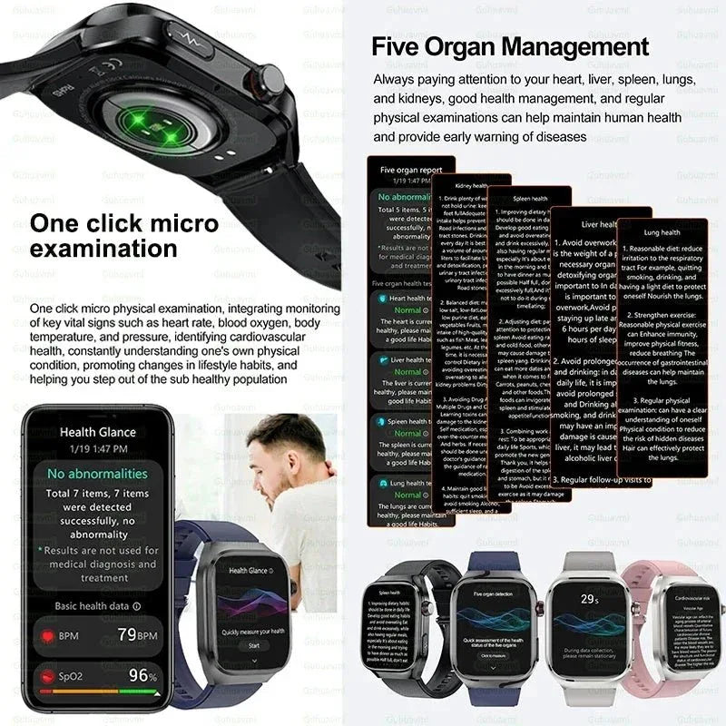 NNEOBA 2.04" AMOLED Fitness Smart Watch Black - ECG, PPG, Bluetooth, Health &amp; Activity Tracker - Allen-Fitness