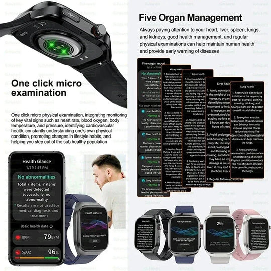 NNEOBA 2.04" AMOLED Fitness Smart Watch Black - ECG, PPG, Bluetooth, Health &amp; Activity Tracker - Allen-Fitness
