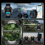 NNEOBA GPS Sports Smart Watch Black with AMOLED Display, Bluetooth Calling & Long Battery Life - Allen-Fitness