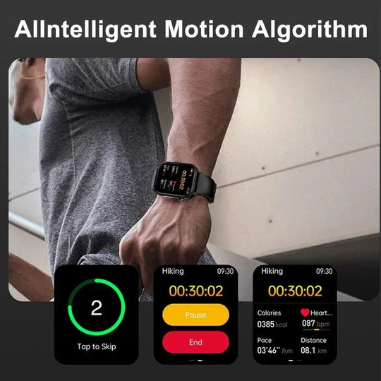 NNEOBA Medical Grade Smart Watch Black - 1.96" AMOLED, Blood Glucose &amp; Heart Rate Monitor - Allen-Fitness
