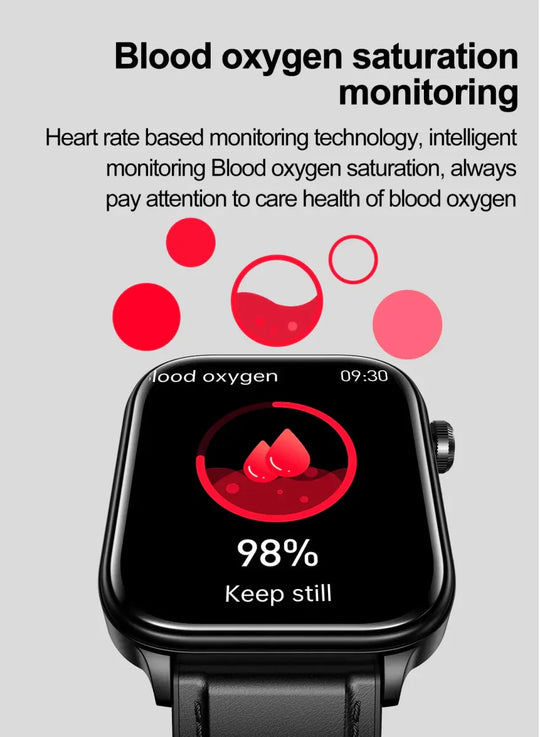 NNEOBA Medical Grade Smart Watch Black - 1.96" AMOLED, Blood Glucose &amp; Heart Rate Monitor - Allen-Fitness