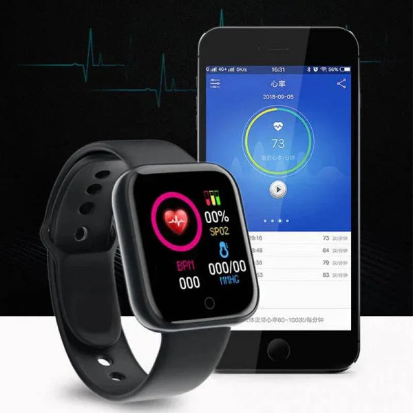 NNEOBA Multifunctional Fitness Smart Watch Black - Health Tracker, Bluetooth, USB Charging