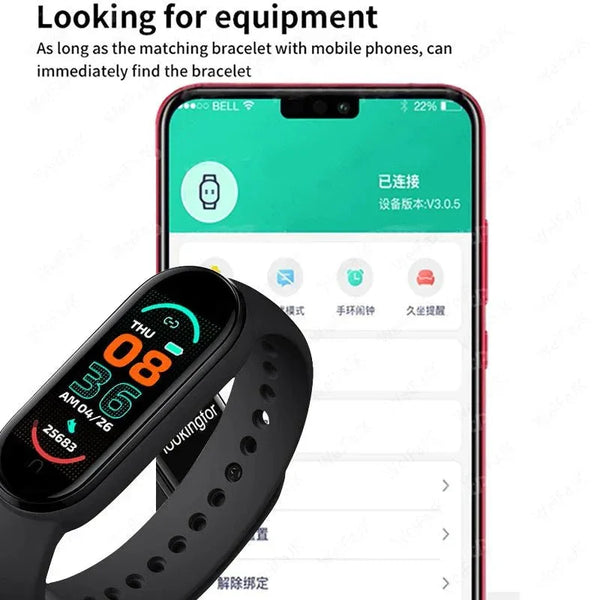 NNEOBA Smart Fitness Bracelet Watch Black - Heart Rate, Blood Pressure Monitoring & Waterproof IP67