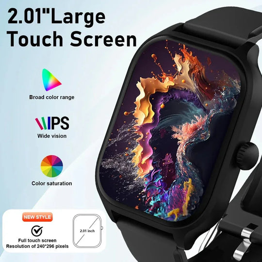 NNEOBA Smart Watch Fitness Tracker Black with Bluetooth Calling, Music Control &amp; Multi-Sport Modes - Allen-Fitness
