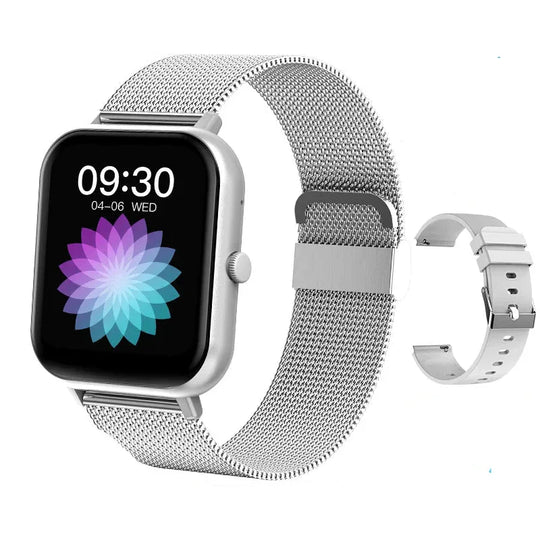 NNEOBA Smart Watch Fitness Tracker Silver - HD Bluetooth Calling, Health Monitoring, IP68 Waterproof - Allen-Fitness