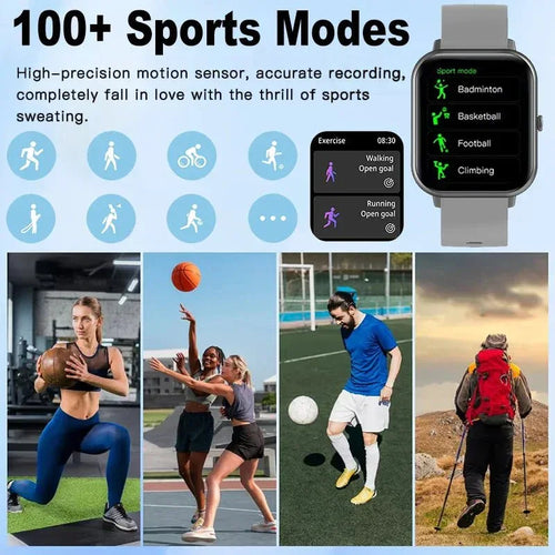 NNEOBA Smart Watch Fitness Tracker Silver - HD Bluetooth Calling, Health Monitoring, IP68 Waterproof