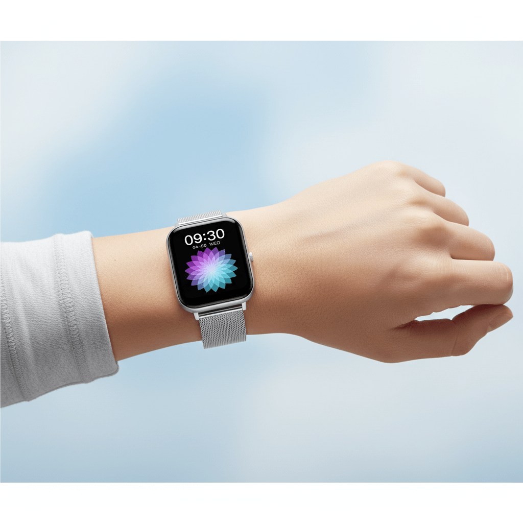 NNEOBA Smart Watch Fitness Tracker Silver - HD Bluetooth Calling, Health Monitoring, IP68 Waterproof - Allen - Fitness