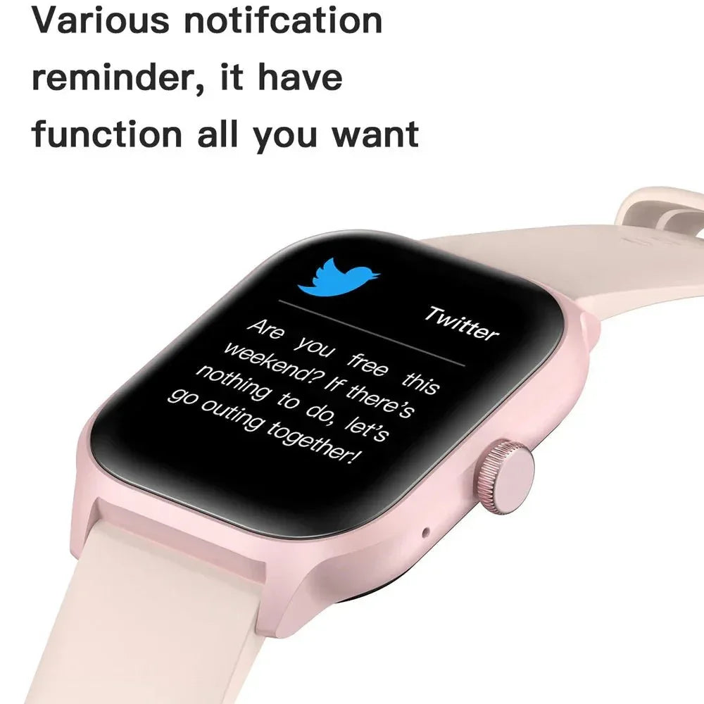 NNEOBA Sports Smart Watch Bluetooth Pink - 2.01" HD Touch Display, Health Tracking &amp; Smart Notifications - Allen-Fitness