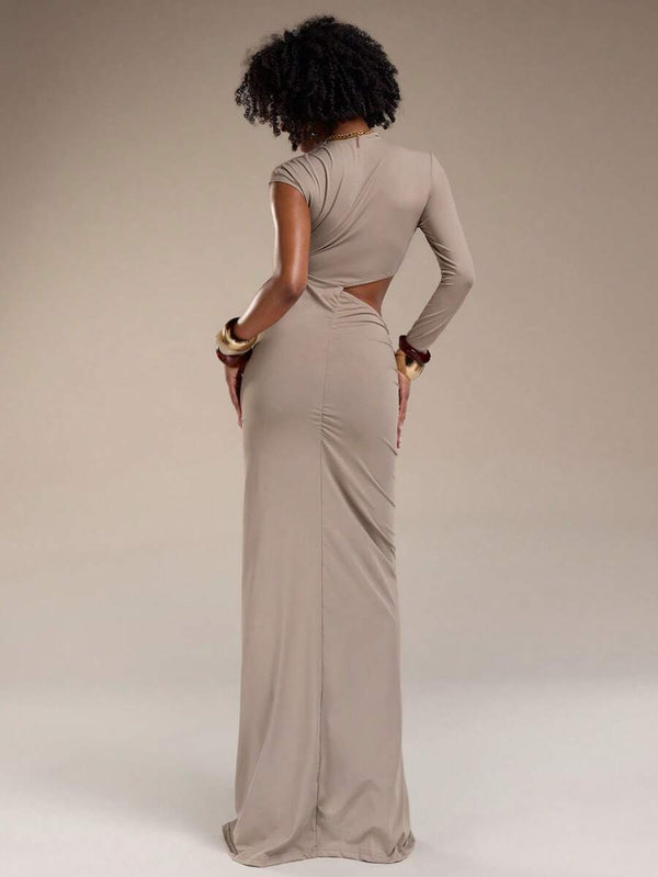 Normani Women's Cut Out Draped With Front Slit Maxi Dress
