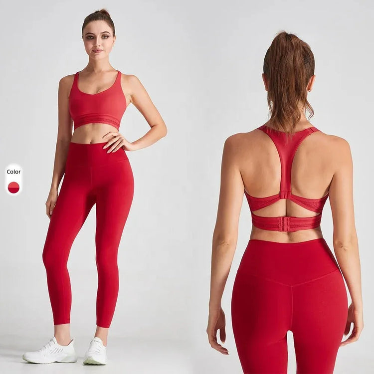 ODM Red Open Back Fitness Top Hook and Eye Closure Sports Women Yoga Bra - Allen-Fitness