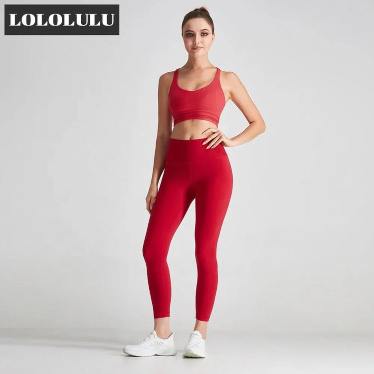 ODM Red Open Back Fitness Top Hook and Eye Closure Sports Women Yoga Bra - Allen-Fitness
