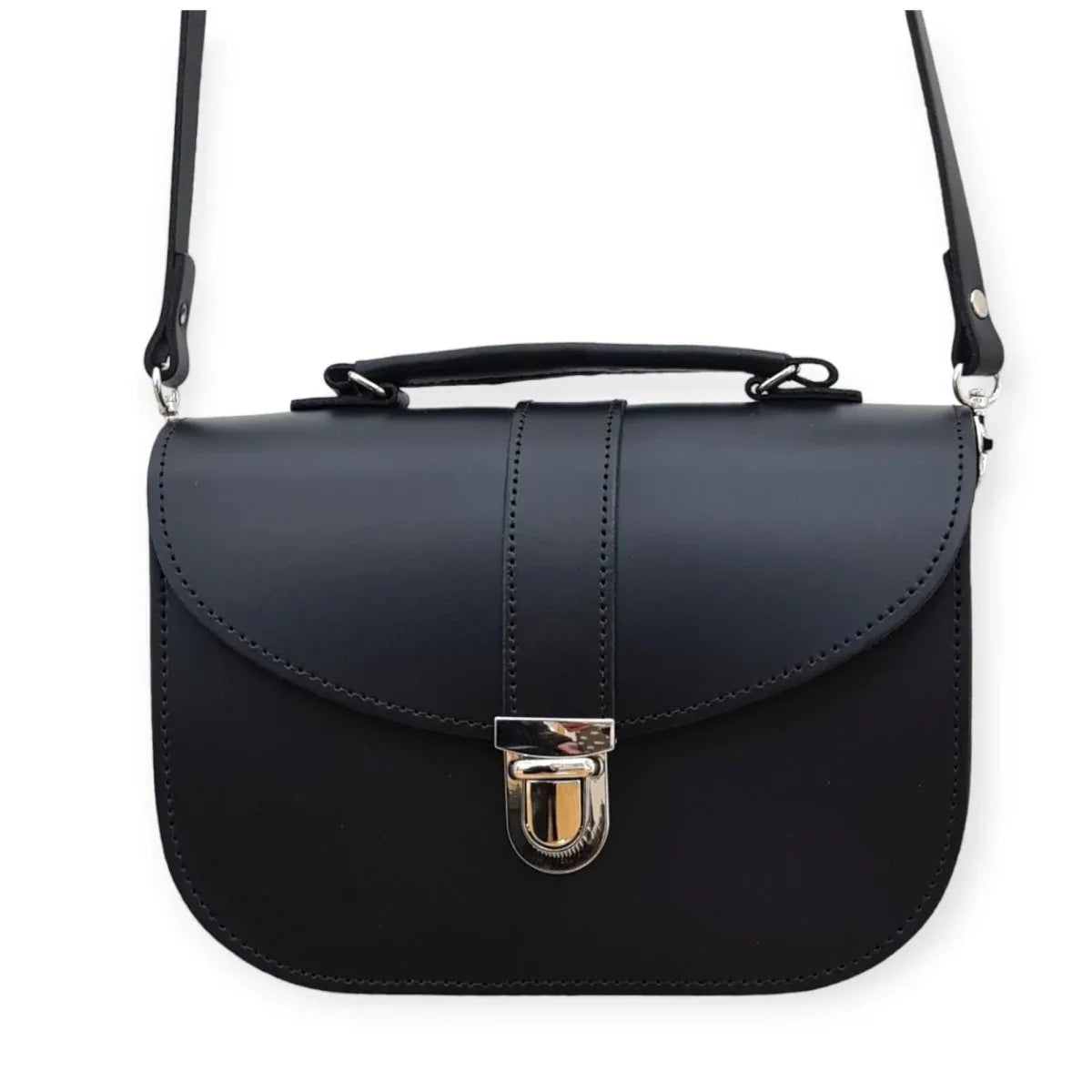 Olympia Handmade Leather Handbag - Black, Crafted in the UK, Customizable & Versatile Style - Allen-Fitness