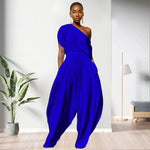 One Shoulder Top Solid Colour Women 2 Piece Pants Set - Allen-Fitness