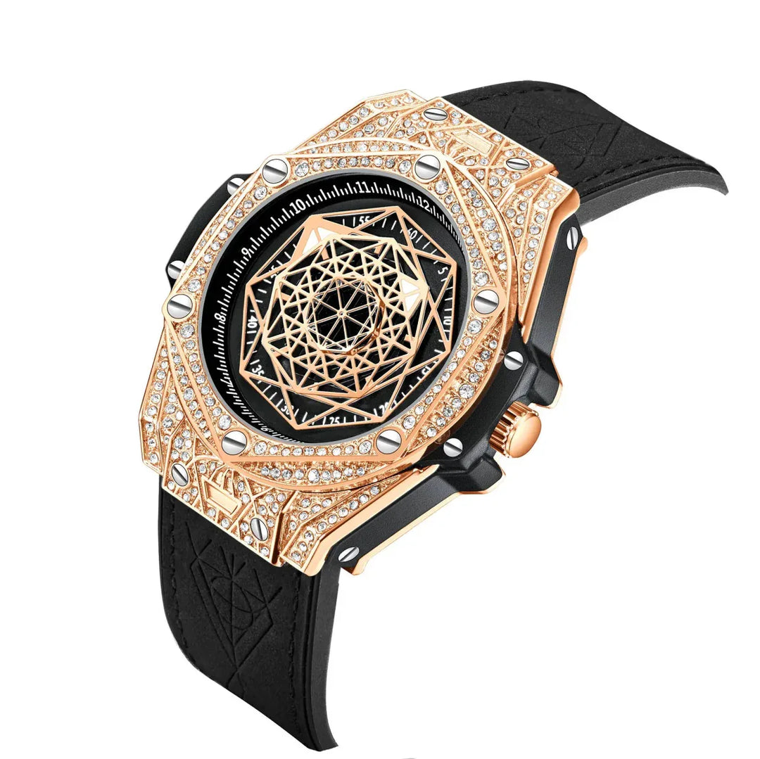 ONOLA Waterproof Sports Watch for Men - Quartz Diamond Clock with Leather Belt - Allen-Fitness