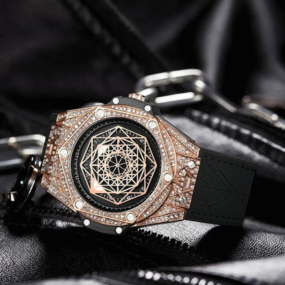 ONOLA Waterproof Sports Watch for Men - Quartz Diamond Clock with Leather Belt - Allen - Fitness