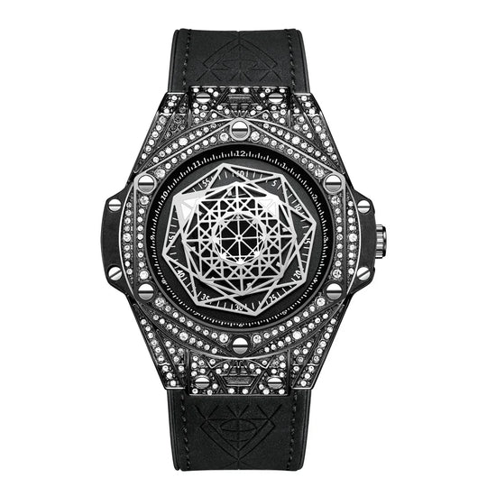 ONOLA Waterproof Sports Watch for Men - Quartz Diamond Clock with Leather Belt - Allen-Fitness