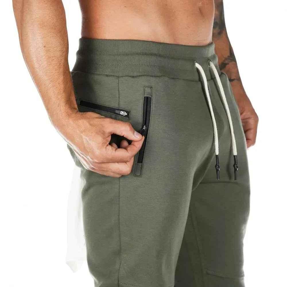 Plus size Jogger Pants Workout Gym sweat trouser Side Zipper Pockets Slim Fit trousers for men - Allen-Fitness