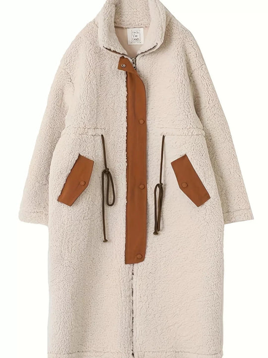 Plus Size Drawstring Zip Up Turtleneck Sherpa Coat - Allen Fitness | Running Shoes, Leggings &amp; Activewear UK