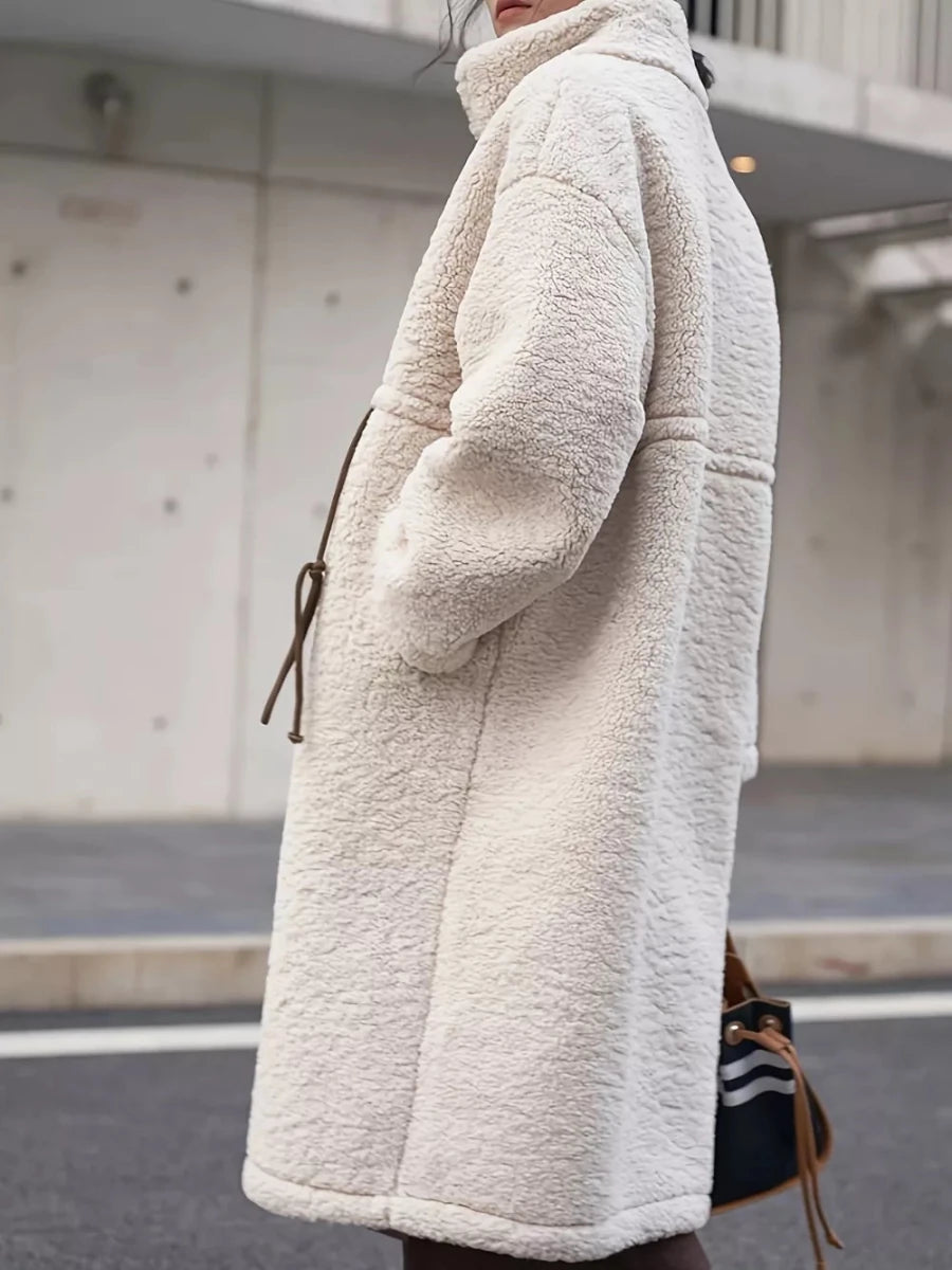 Plus Size Drawstring Zip Up Turtleneck Sherpa Coat - Allen Fitness | Running Shoes, Leggings & Activewear UK