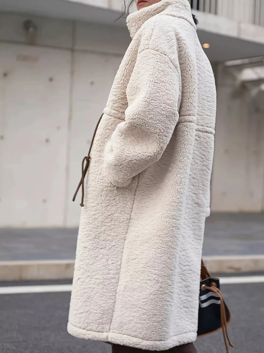 Plus Size Drawstring Zip Up Turtleneck Sherpa Coat - Allen Fitness | Running Shoes, Leggings &amp; Activewear UK
