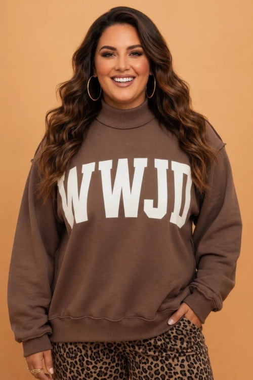 Plus Size Wwjd/amen Reversible Exposed Seam Sweatshirt