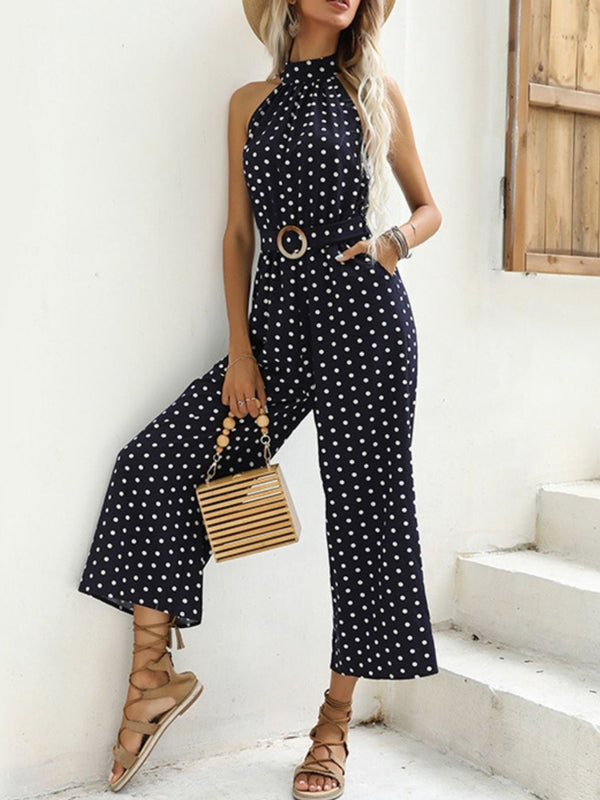 Women's Polka Dot Halter Neck Wide Leg Jumpsuit | 4 Colours | S–XL